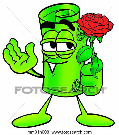 Dollar rolled with rose View Large Clip Art Graphic Clip Art - Dollar rolled with rose. Fotosearch