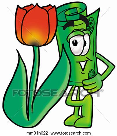 Dollar rolled with tulip View Large Clip Art Graphic Clipart - Dollar rolled with tulip. Fotosearch