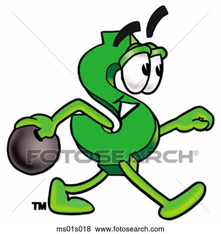 Clip Art - Dollar sign bowling. Fotosearch