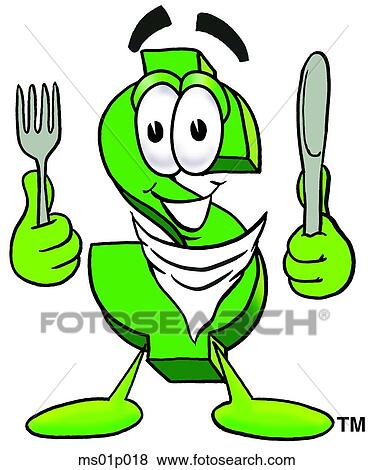 Clip Art - Dollar sign eating. Fotosearch