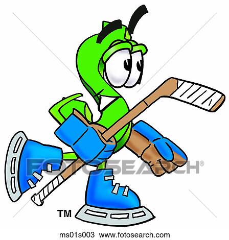 Clipart - Dollar sign playing hockey. Fotosearch