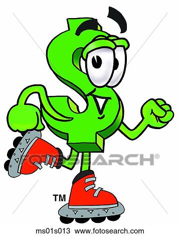 Dollar sign roller blading View Large Clip Art Graphic Clipart - Dollar sign roller blading. Fotosearch