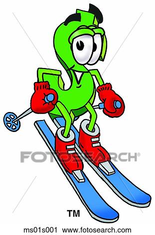 Clipart - Dollar sign skiing. Fotosearch