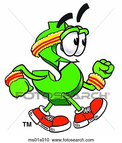 Clipart - Dollar sign walking. Fotosearch