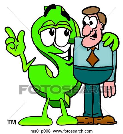Clip Art - Dollar sign with a man. Fotosearch