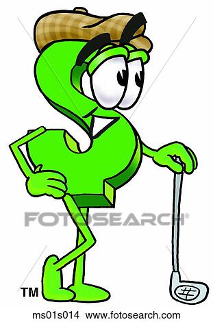 Clipart - Dollar sign with golf club. Fotosearch