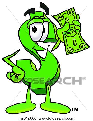 Clip Art - Dollar sign with money. Fotosearch
