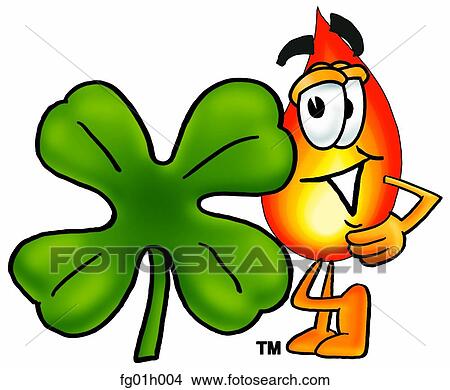 Clipart - Flame and shamrock. Fotosearch