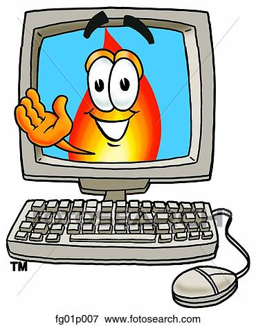 Flame in computer View Large Clip Art Graphic Clip Art - Flame in computer. Fotosearch