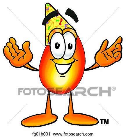 Clipart - Flame in party hat. Fotosearch