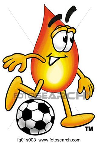 Clip Art - Flame playing soccer. Fotosearch