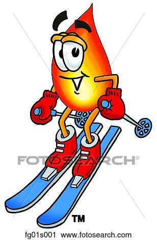 Flame skiing View Large Clip Art Graphic Clipart - Flame skiing. Fotosearch