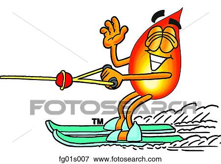 Flame water skiing View Large Clip Art Graphic Clip Art - Flame water skiing. Fotosearch