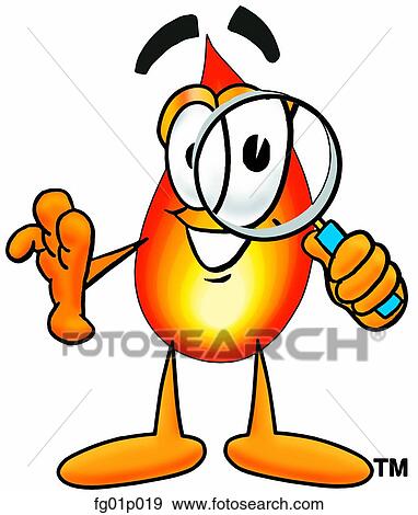 Clip Art - Flame with magnifying glass. Fotosearch