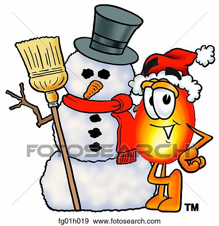Clip Art - Flame with snowman. Fotosearch