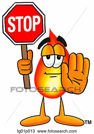 Flame with stop sign View Large Clip Art Graphic Clipart - Flame with stop sign. Fotosearch