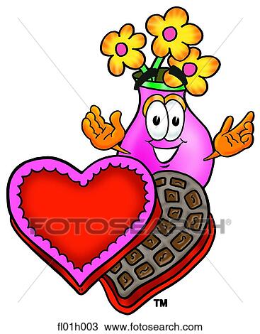 Clipart - Flowers and chocolates. Fotosearch