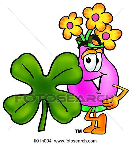 Clipart - Flowers and shamrock. Fotosearch