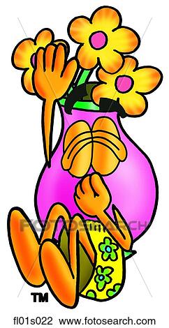 Clipart - Flowers diving into water. Fotosearch