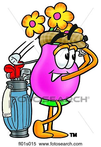 Clipart - Flowers golfing. Fotosearch
