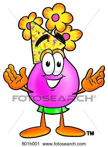 Clipart - Flowers in party hat. Fotosearch