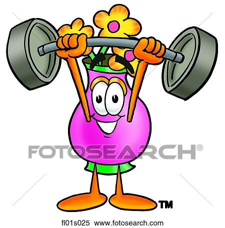 Clipart - Flowers lifting weights high. Fotosearch