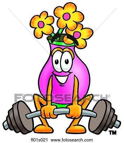 Clipart - Flowers lifting weights low. Fotosearch