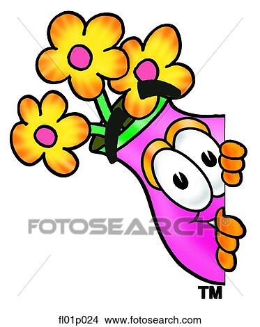 Flowers peeking around side View Large Clip Art Graphic Clipart - Flowers peeking around side. Fotosearch
