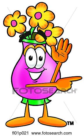 Clipart - Flowers waving and pointing. Fotosearch