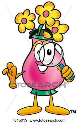 Clip Art - Flowers with magnifying glass. Fotosearch