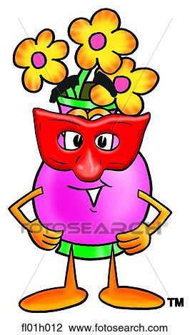 Flowers with mask Clipart | fl01h012 | Fotosearch