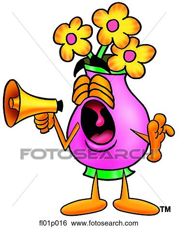 Clip Art - Flowers with megaphone. Fotosearch