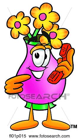 Clipart - Flowers with phone. Fotosearch