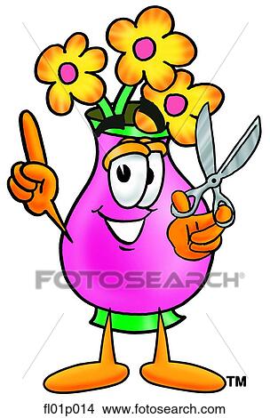 Clipart - Flowers with scissors. Fotosearch