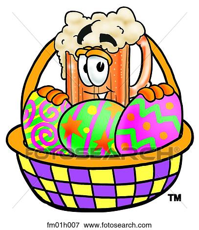 Clip Art - Beer mug and easter basket. Fotosearch