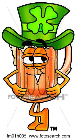 Clipart - Beer mug and irish hat. Fotosearch