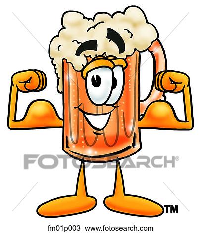 Beer mug flexing muscles View Large Clip Art Graphic Clipart - Beer mug flexing muscles. Fotosearch