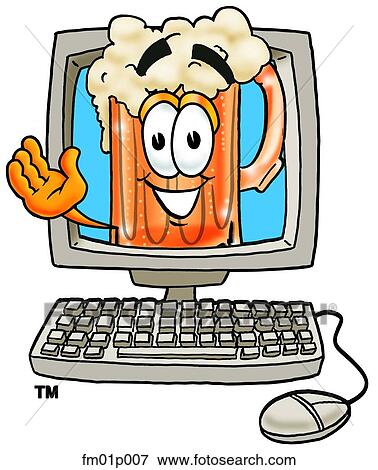 Beer mug in computer View Large Clip Art Graphic Clip Art - Beer mug in computer. Fotosearch