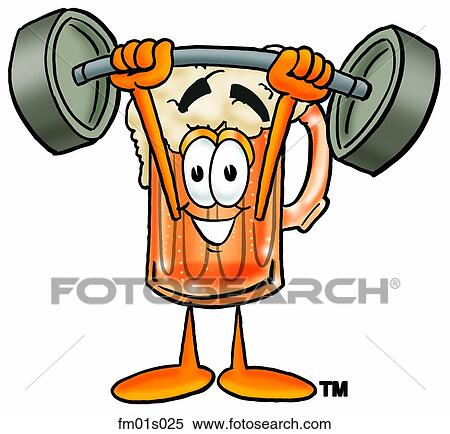 Beer mug lifting weights high View Large Clip Art Graphic Clipart - Beer mug lifting weights high. Fotosearch