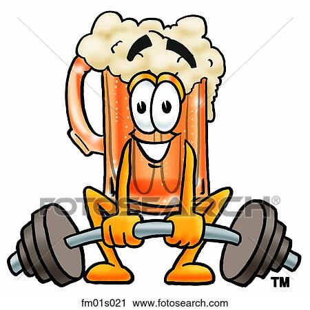 Beer mug lifting weights low View Large Clip Art Graphic Clipart - Beer mug lifting weights low. Fotosearch