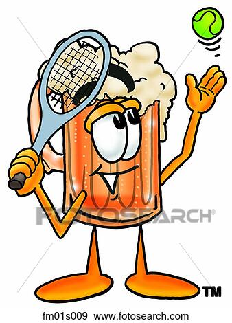 Beer mug playing tennis View Large Clip Art Graphic Clip Art - Beer mug playing tennis. Fotosearch