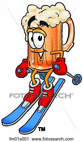 Clipart - Beer mug skiing. Fotosearch