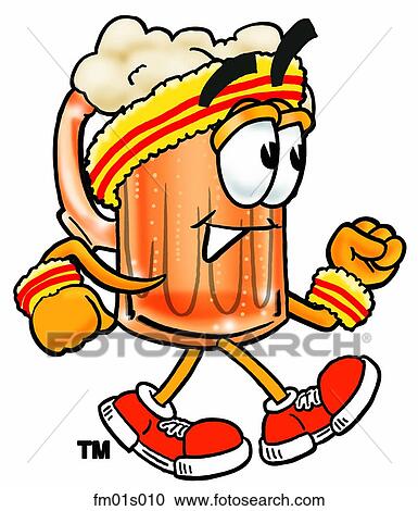 Beer mug walking View Large Clip Art Graphic Clipart - Beer mug walking. Fotosearch