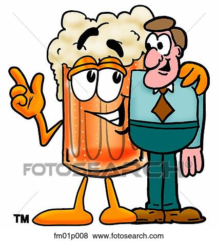 Clip Art - Beer mug with a man. Fotosearch
