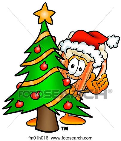 Clip Art - Beer mug with christmas tree. Fotosearch
