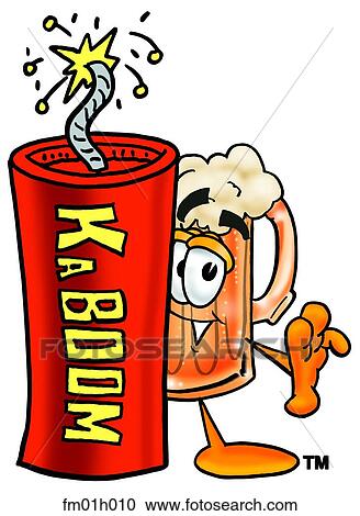Clipart - Beer mug with fire cracker. Fotosearch