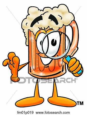 Clip Art - Beer mug with magnifying glass. Fotosearch