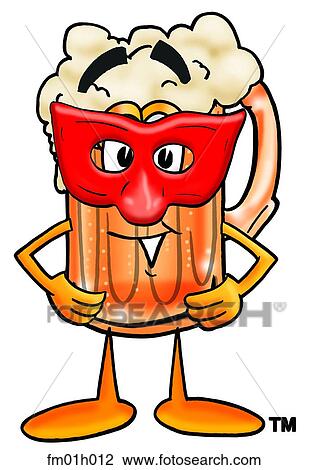 Clipart - Beer mug with mask. Fotosearch
