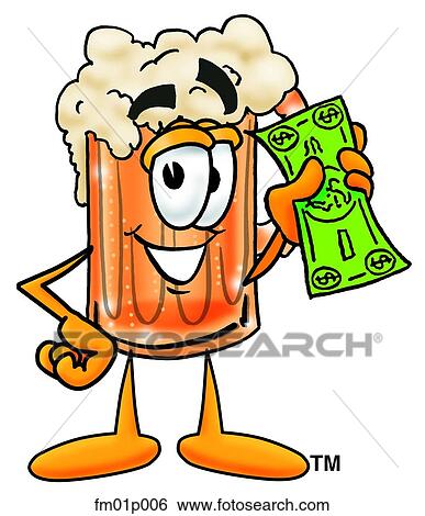 Clip Art - Beer mug with money. Fotosearch