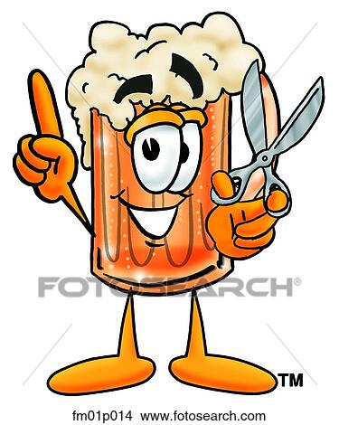 Clipart - Beer mug with scissors. Fotosearch